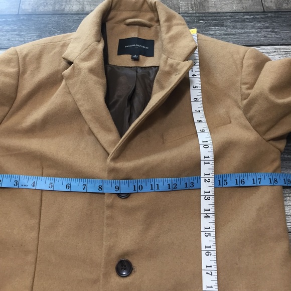 Banana Republic Long Wool Blend Overcoat Jacket Men’s S Tan Brown - Picture 4 of 10